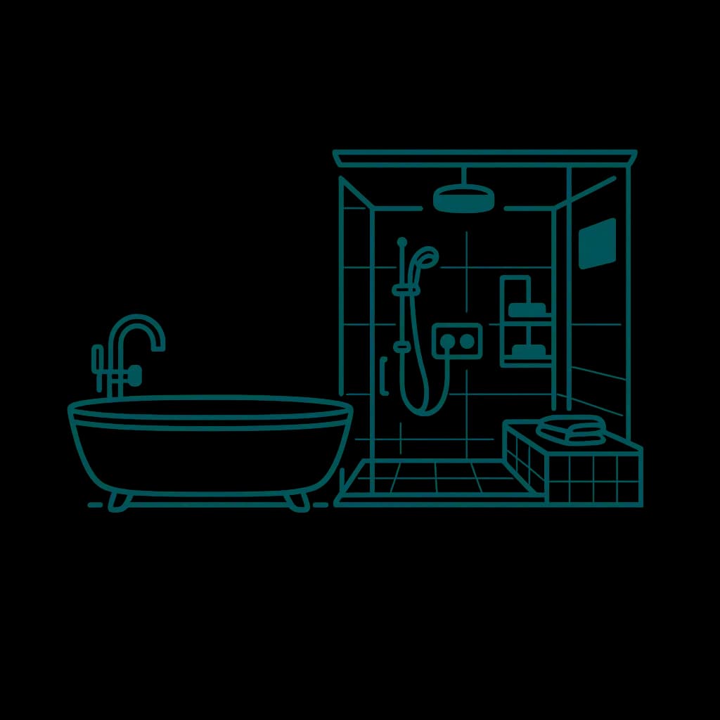 Illustration of measuring a bathroom for renovation